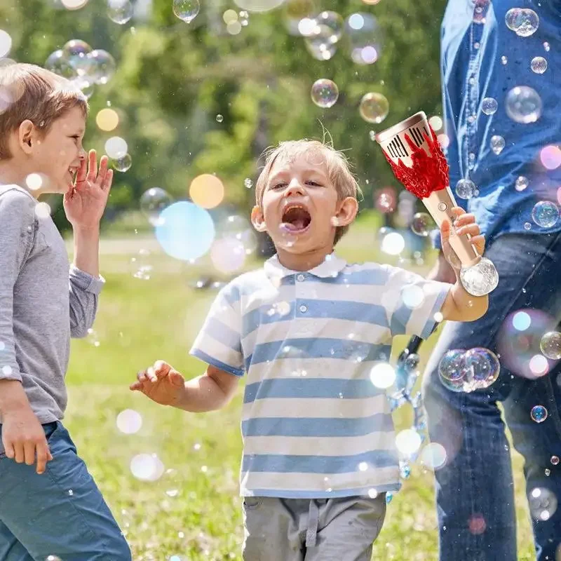 N ホールハンドヘルド電動バブルマシン子供のトーチバブル杖おもちゃ連続自動シャボン吹きバブルガンキッズギフト