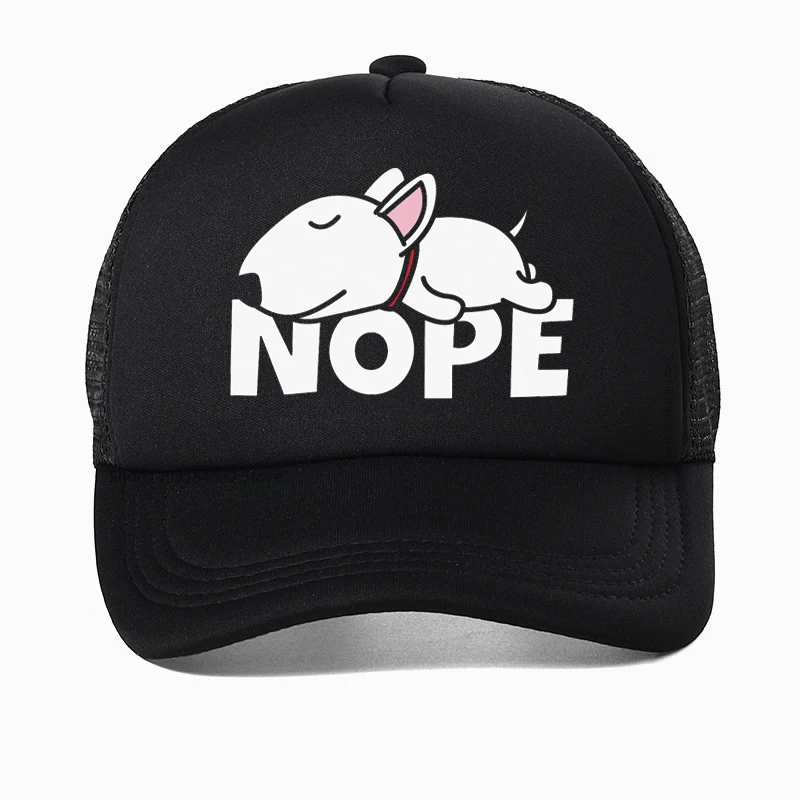 

Nope Bull Terrier Dog Lazy print Baseball Cap cartoon Animal Dog Graphic Hip hop hat Summer Outdoor Sun Mesh Breathable hats
