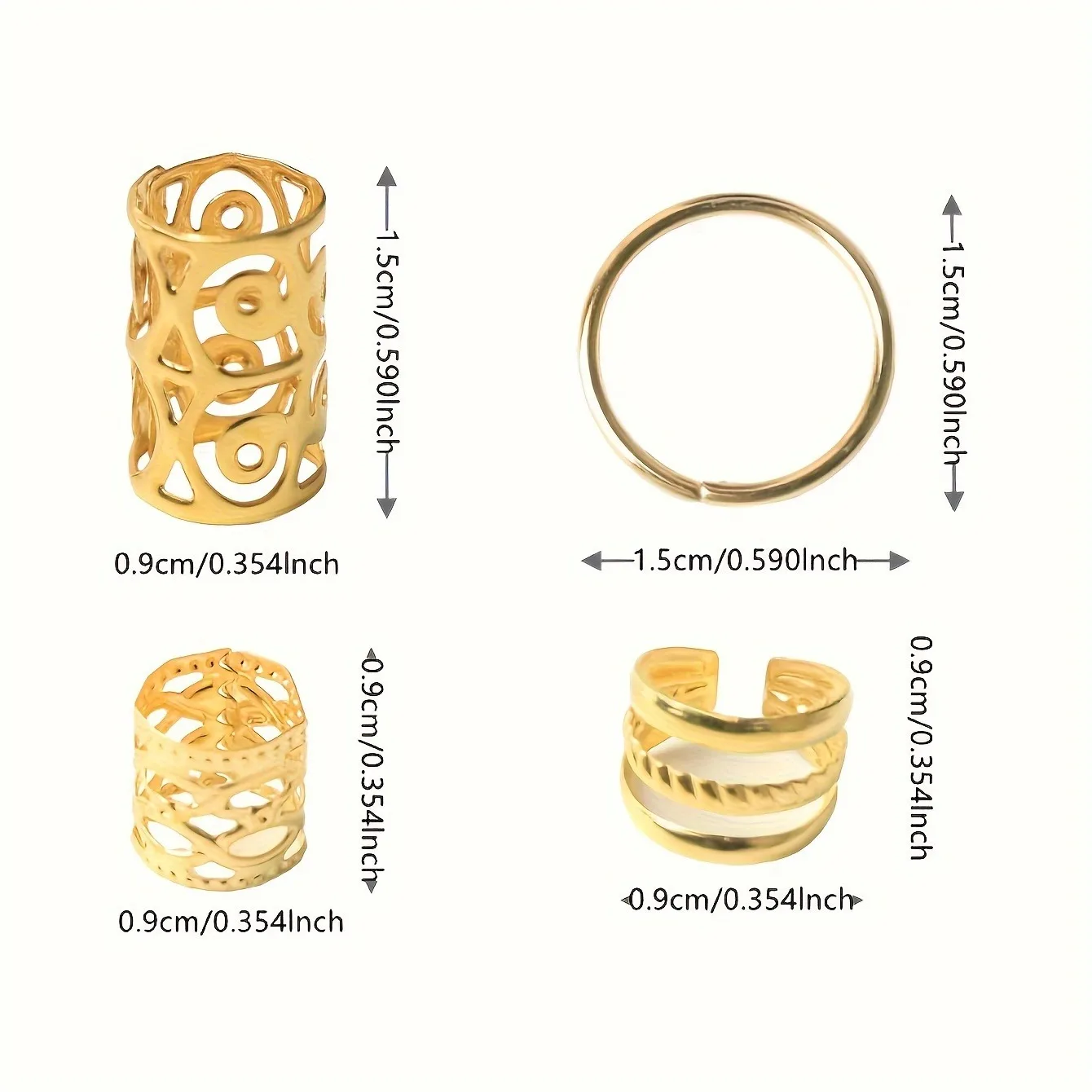 80PCS/Set Vintage Hollow Hair Rings Alloy Hair Cuff Hair Pins Loops Hair Accessories Loc Hair Jewelry for Braids image 4