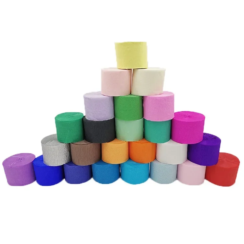 1roll 4.5cm*25 meters Crepe Paper Streamers Tissue Paper Roll Flower Craft Making Birthday Wedding Party Backdrop DIY Decoration