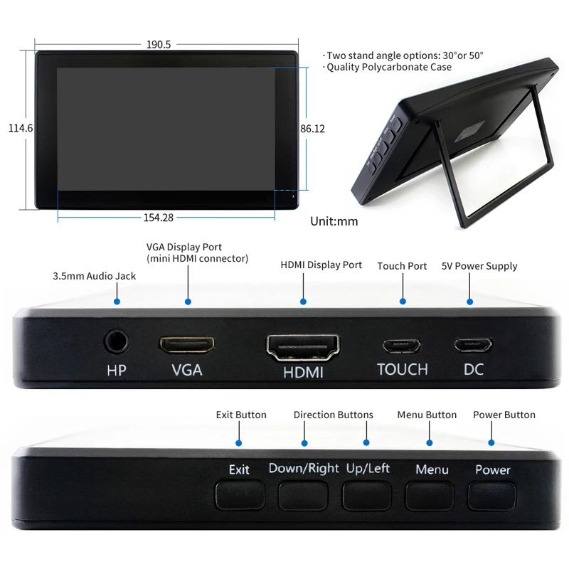 Imagem -02 - Tela de Toque Capacitivo para Computador Hdmi Lcd Ips Vga Mini pc Raspberry pi 7