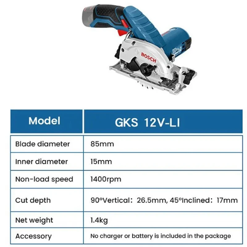 BOSCH GKS 12V-LI Electric Circular Saw Professional Multifunctional Rechargeable Cordless Woodworking Cutting Saw Household view 3