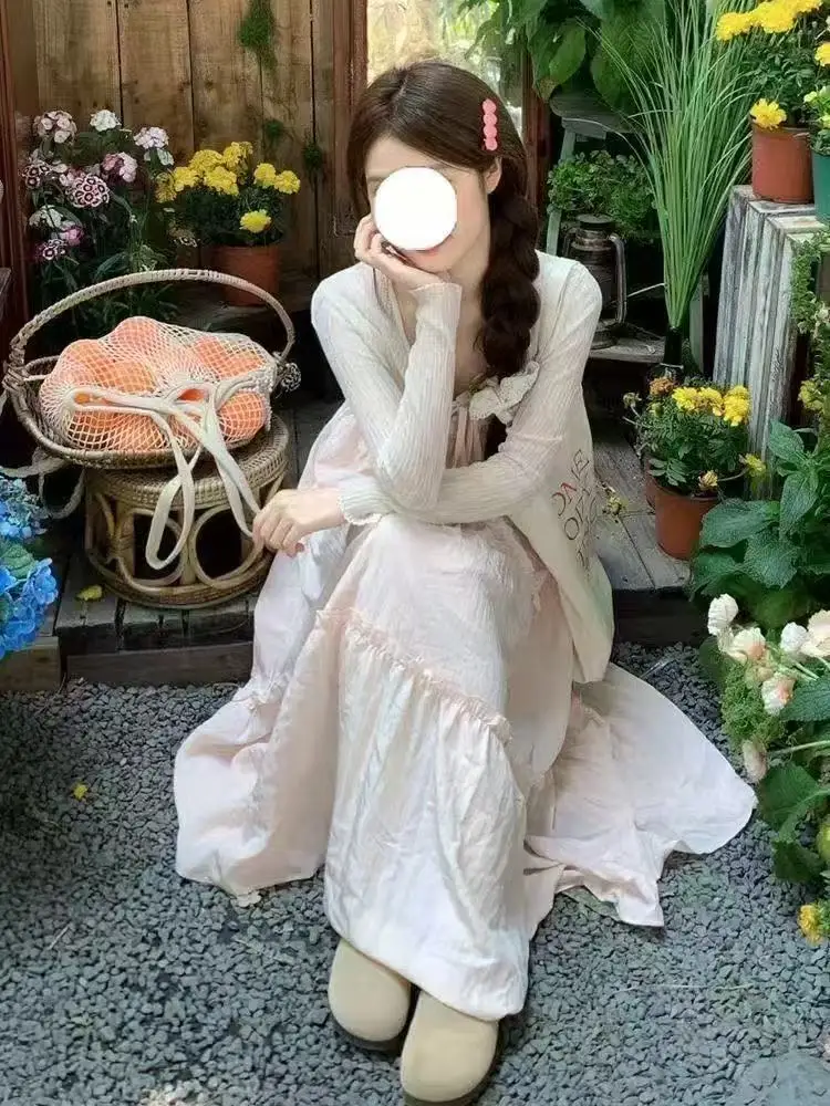 Vestidos sem mangas vestido feminino y2k 2000s outono veludo cottagecore literário em camadas aconchegante minimalista único suave jovem ol