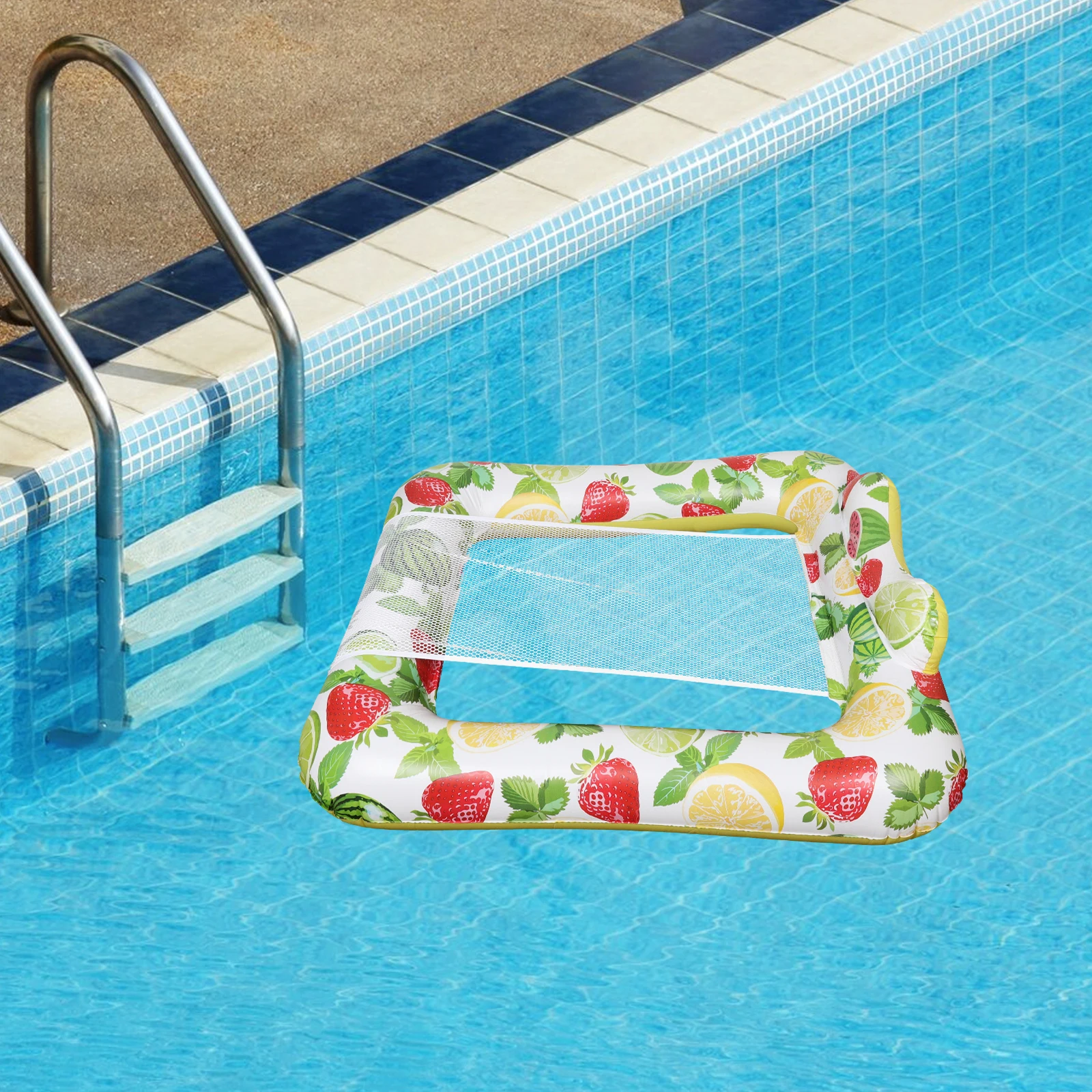 

Inflatable Pool Lounger Water Recliner Chair Fabric-covered Floats for Swimming Portable