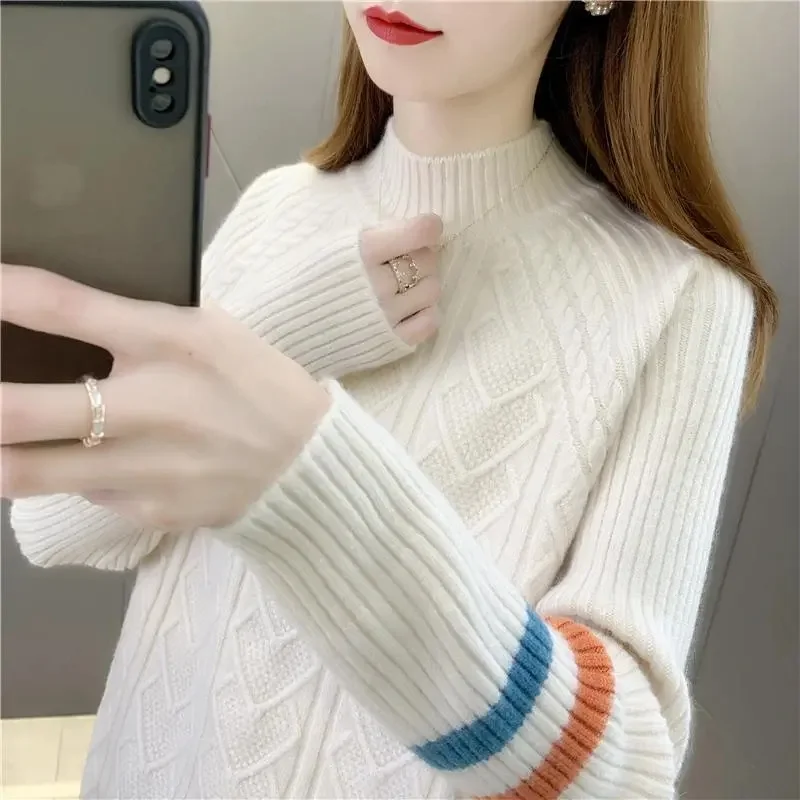 

2023 New Korean Knitted Turtleneck Women Autumn Winter Sweater Female Long Sleeve Jumper Pullover Sweaters Femme