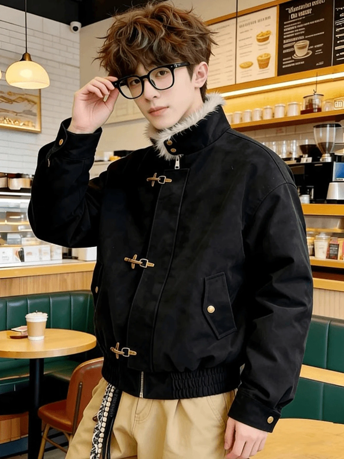 

Мужское зимнее байкерское пальто Harington на подкладке, хлопковое пальто с воротником-стойкой и застежкой-молнией, верхняя одежда на пуговицах в виде горного орла