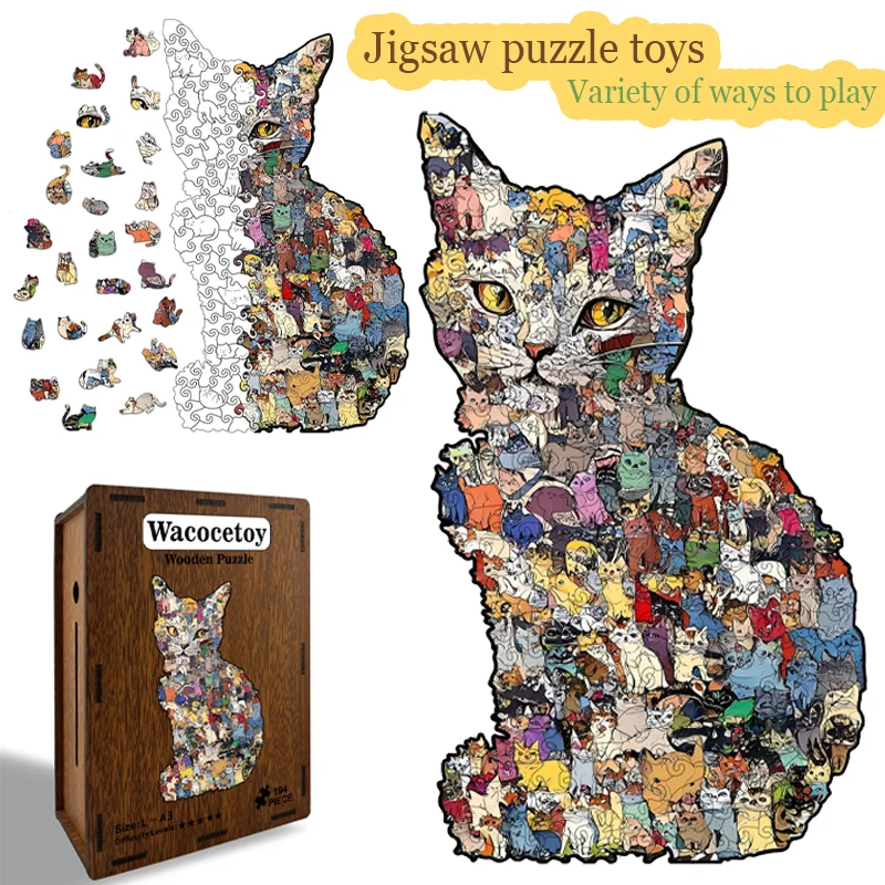 

3D деревянный пазл в форме кошки, 194 шт., нерегулярная головоломка, сделай сам, креативная копилка, экономия банка, головоломка, игрушка в подарок, домашний декор
