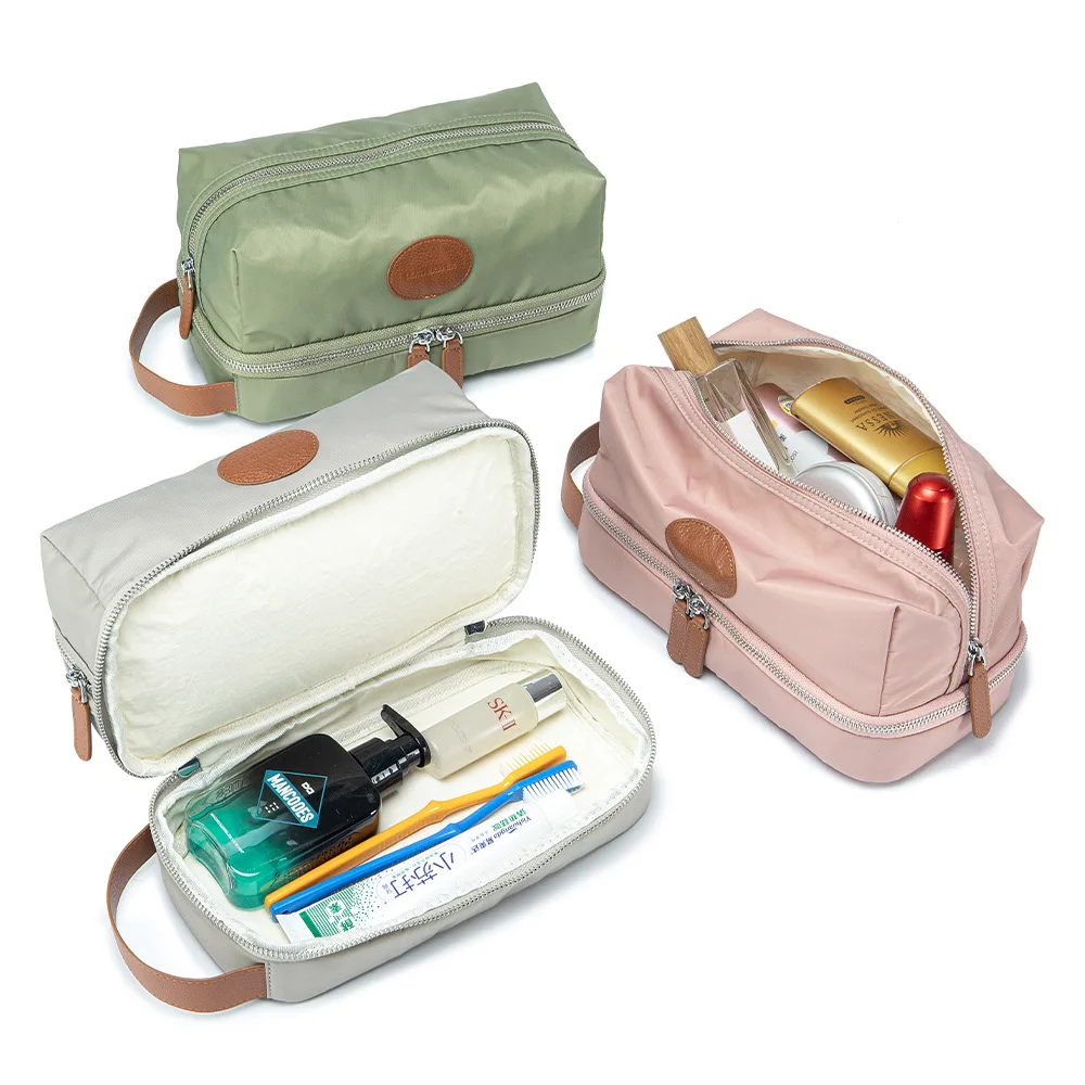Travel Makeup Bags,Cosmetic Pouch with Hand‑held, Portable Makeup Case for Women, Double Layer Organizer Cute Toiletry Bag