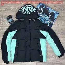 Chaqueta de plumón gruesa Punk para hombre, Abrigo acolchado con estampado de letras transpirables, sudaderas con capucha, chaquetas para hombre Y2k, ropa acolchada de otoño e invierno