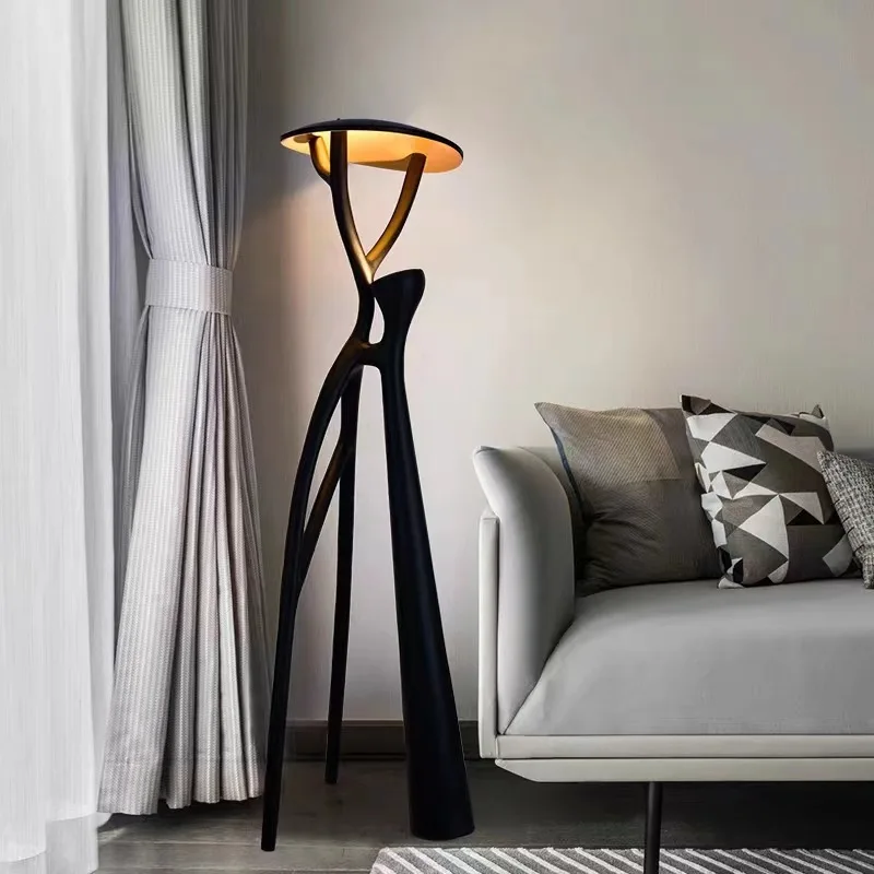 Modern Nordic minimalist black design floor lamp cordless electric home decoration fabric living room bedroom lampshade