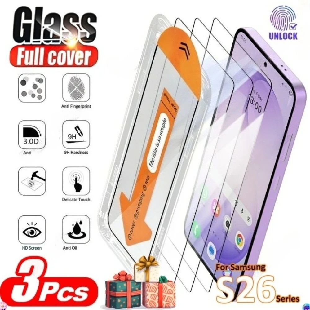 3 Stück Ultra-Klarer Displayschutz für Samsung Galaxy S26 S25 S24 Ultra S23 S22 S21 Plus S25 S24 FE Ein-Klick-Installation Glas