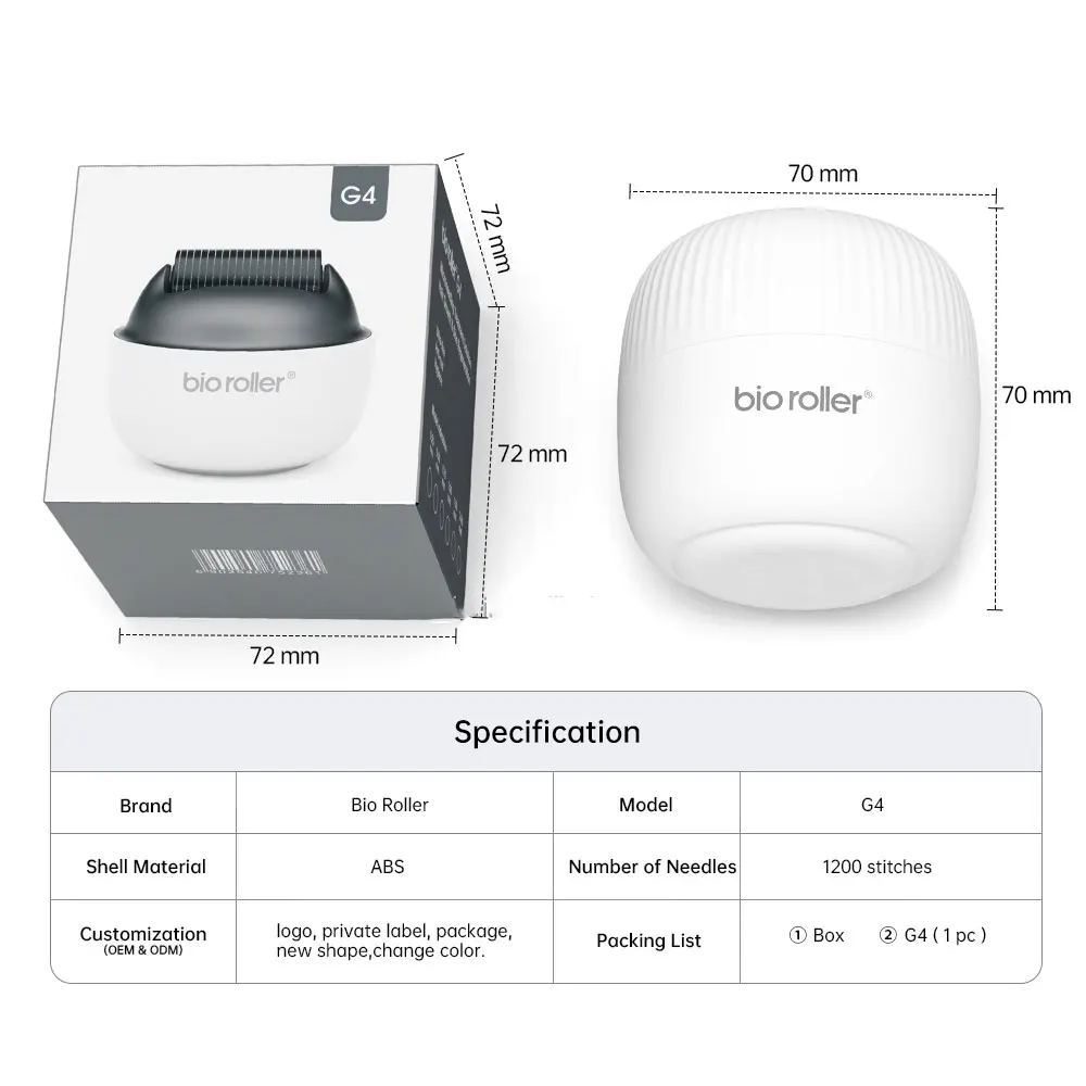 Bio rulo G4 Microneedle masaj 1200 Pins titanyum iğneler sakal saç büyüme bakımı Derma rulo yüz cilt bakımı Dermaroller