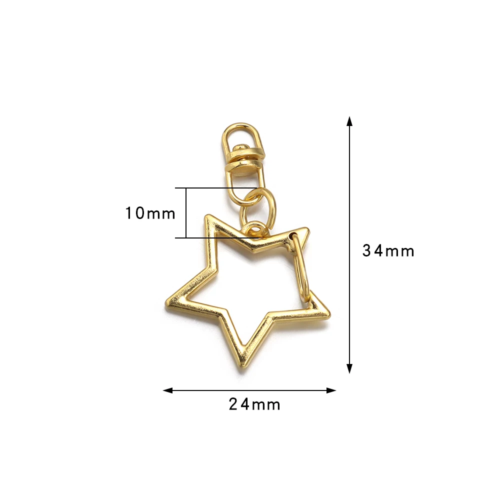 10/30/50pcs Star Shaped Snap Keychain Lobster Claw Clasp with Hanging Buckle Jump Ring for DIY Crafts Jewelry Accessory Gift