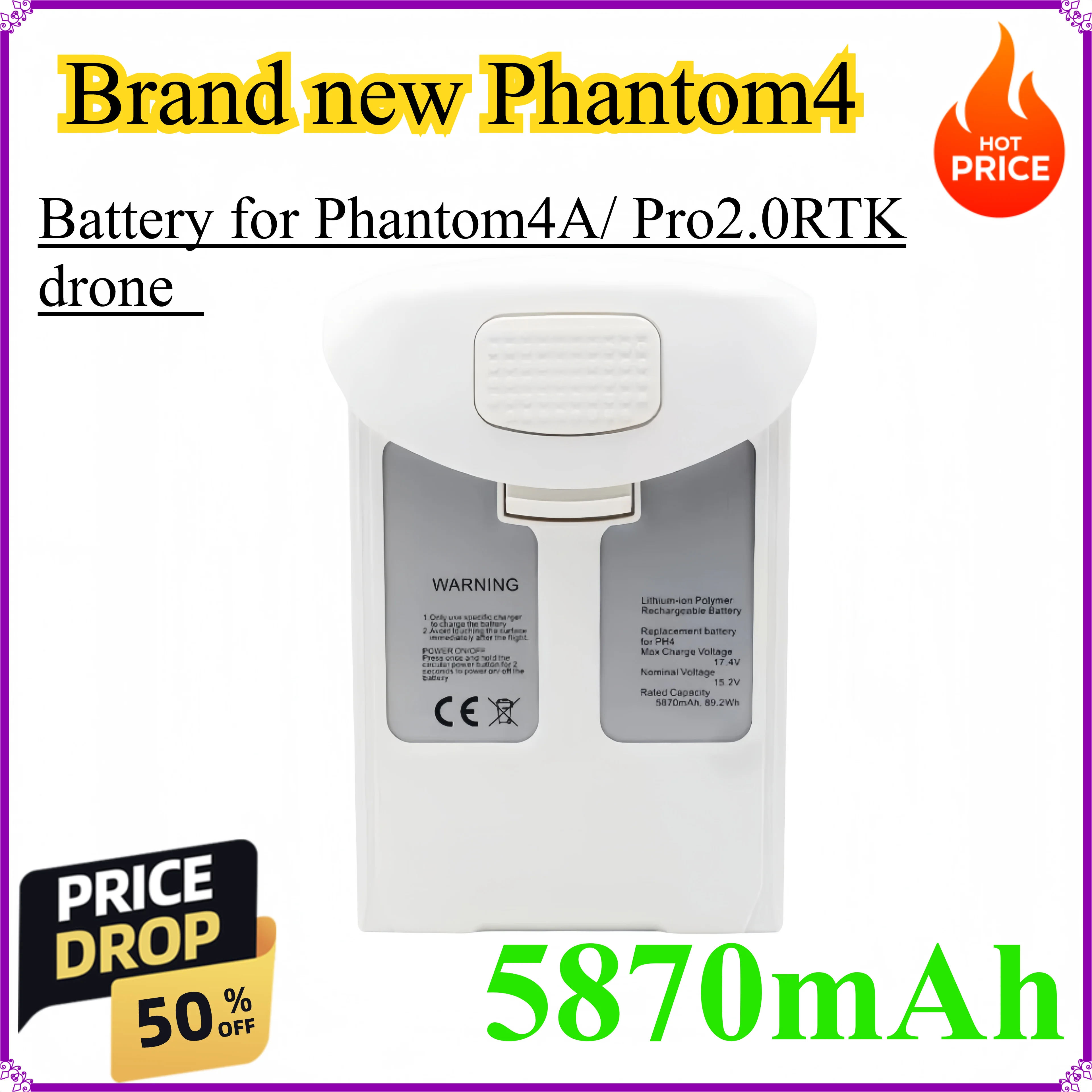 

5870mAh New Phantom4 battery Compatible with Phantom 4 intelligent flight battery for Phantom4A Pro2.0RTK drone