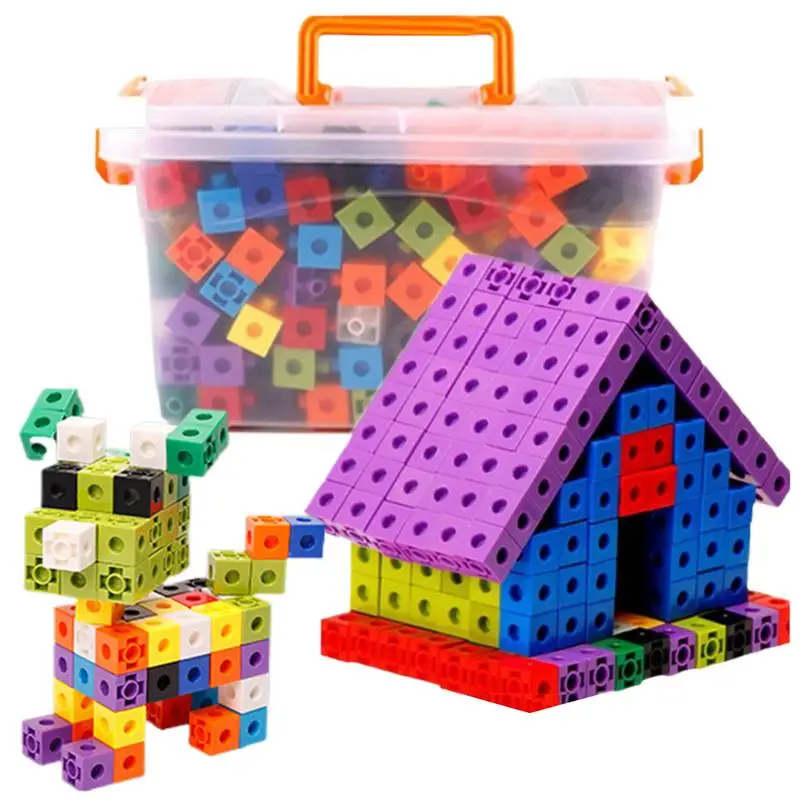 100pcs Connected Cube Toys For Mathematical Counting Plastic Counting Blocks Colored Mathematical Cubes Home School Preschool