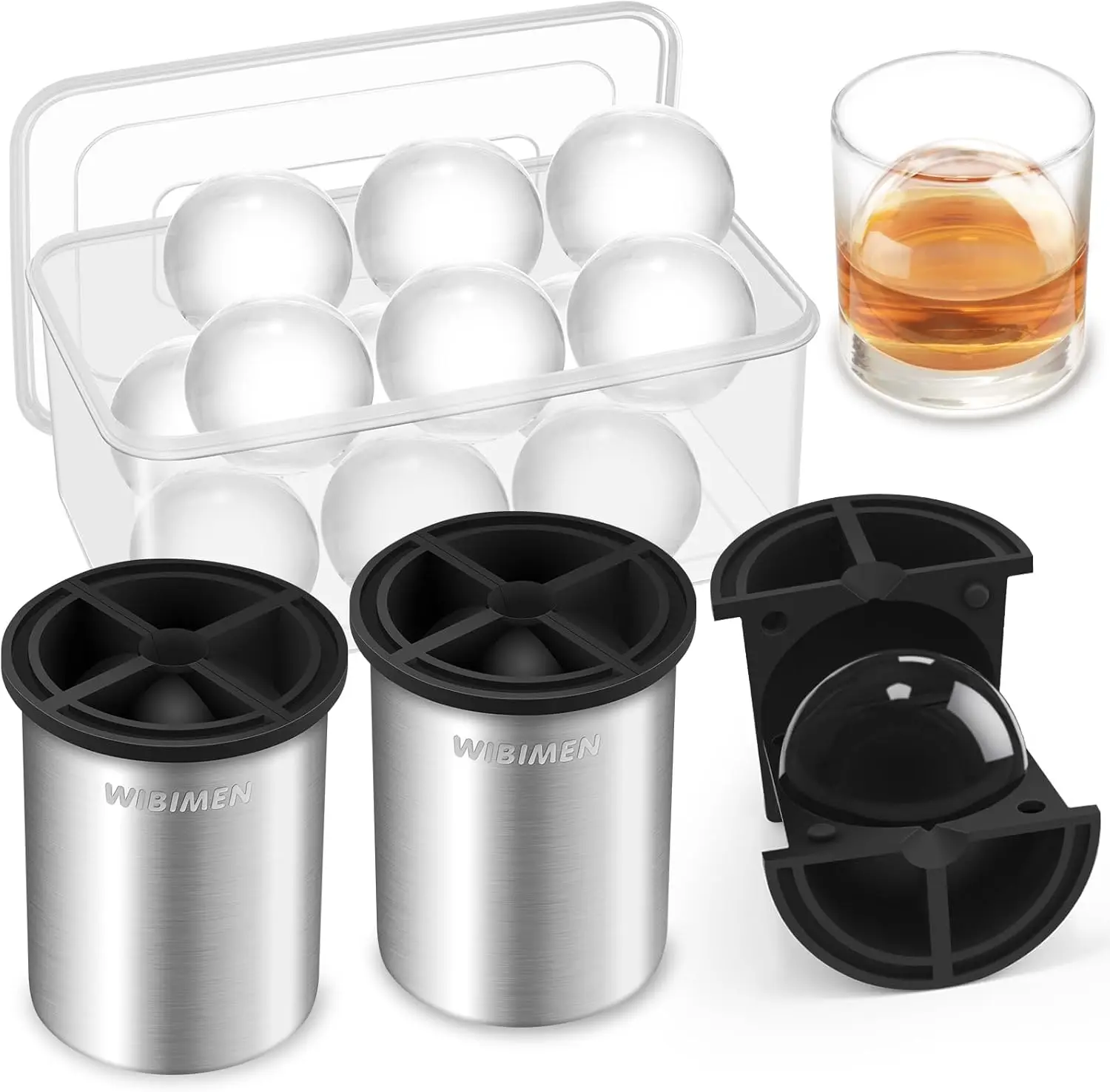 

Форма для льда Clear Ice Cube Maker - шары 2,5 дюйма - из нержавеющей стали - компактный дизайн - для виски, коктейлей, бурбона