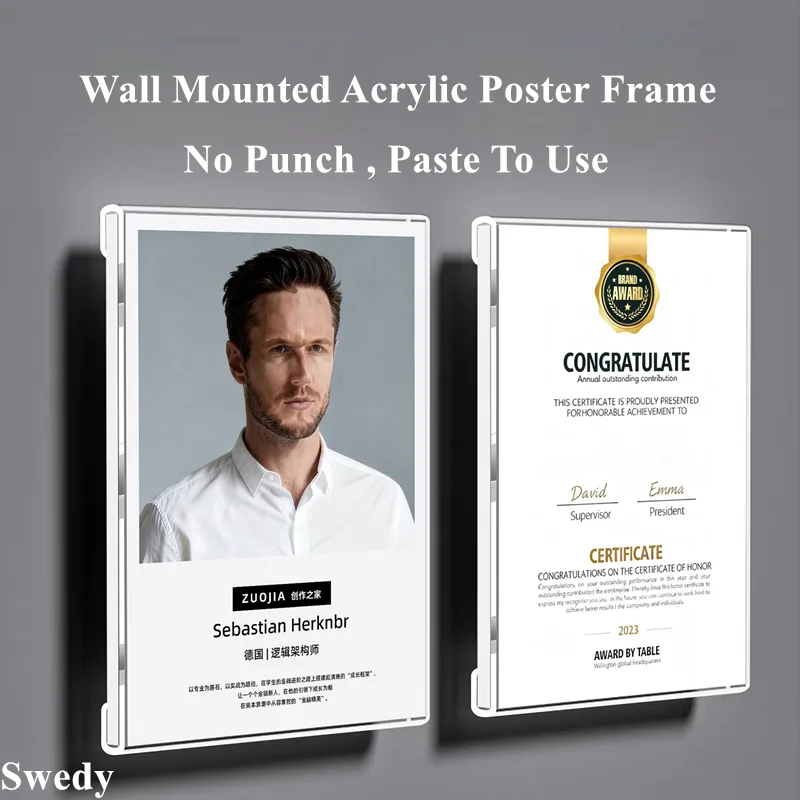A4 210x297mm Wall Mount Photo Picture Poster Advertising Frame 8.5 x 11 Inch Acrylic Menu Paper Document Sign Holder Price Board