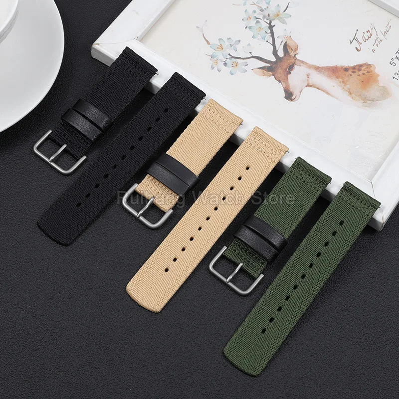 أسود أخضر كاكي 24 مللي متر حزام ساعة من النايلون الممتص للرطوبة لـ Casio PROTREK PRG-600YB PRW-6600 5497 5571 GA-2300 واجهة خاصة #4