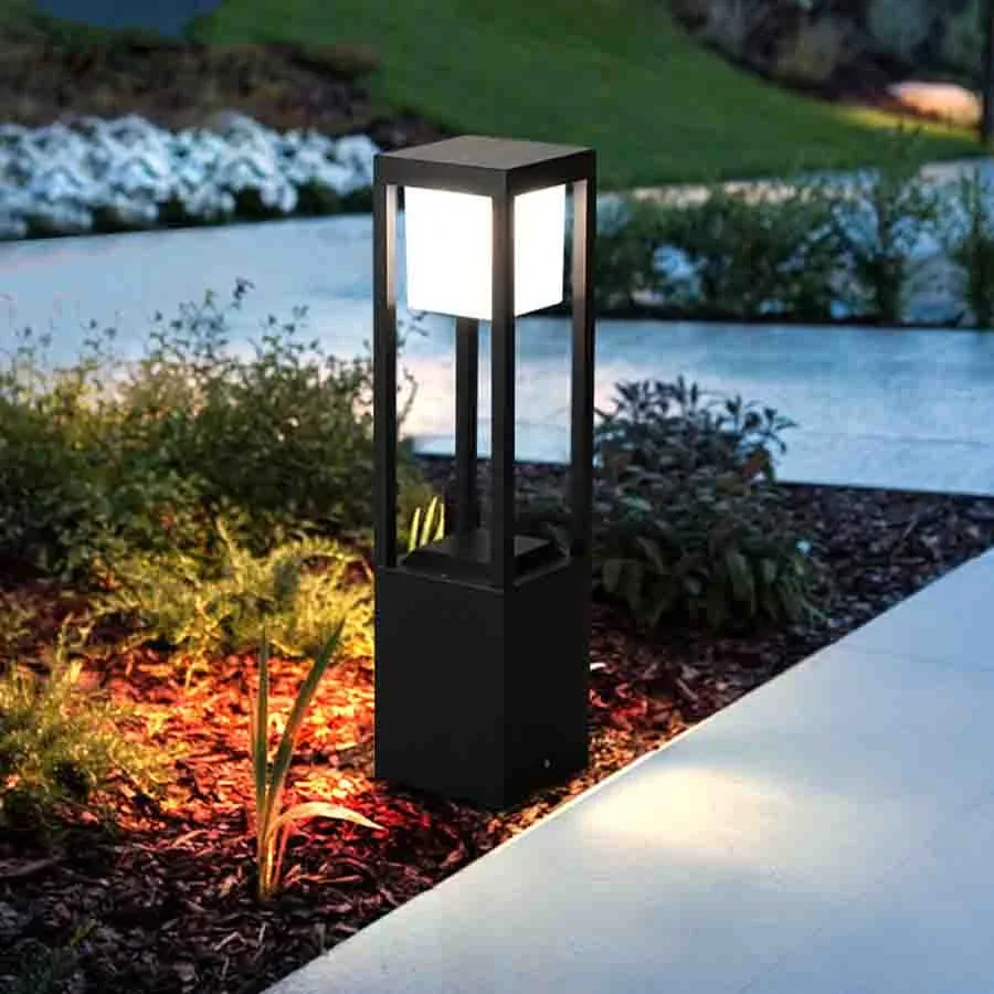 Imagem -04 - Outdoor Solar Landscape Path Light Alumínio Patio Porch Lâmpada de Assoalho Exterior Impermeável Bollards Light Lawn Lamps 4400mah