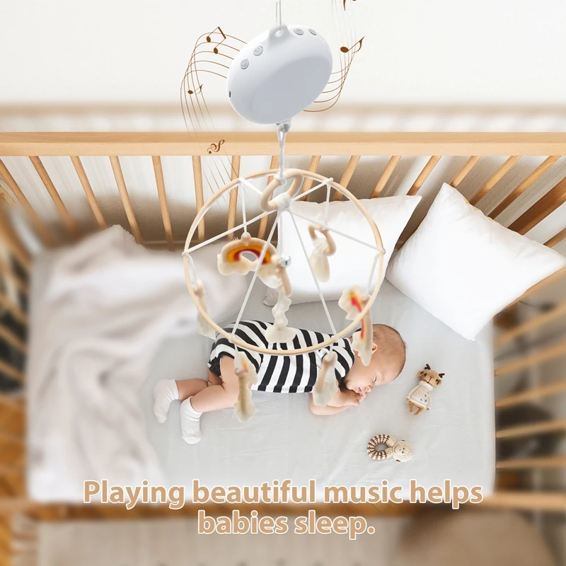 Baby Rattle Toys 0-12 Months White Rotary Mobile On The Bed Newborn Music Box Bed Bell Toy Holder Bracket Bluetooth/Remote Box