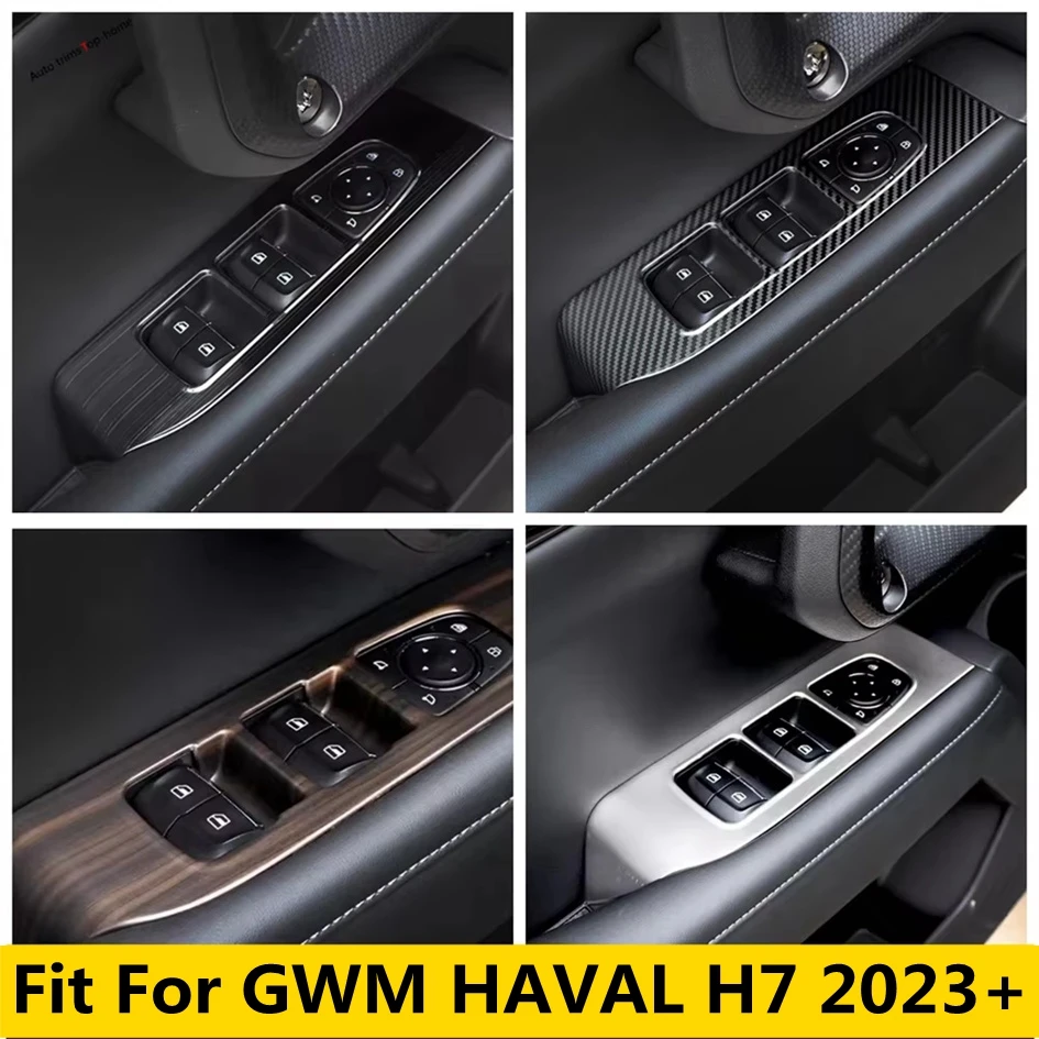 

ABS Carbon Fiber Wooden Grain Stainless Steel Black Silver Window Lift Cover Trim For GWM HAVAL H7 2023 2024 2025 Accessories