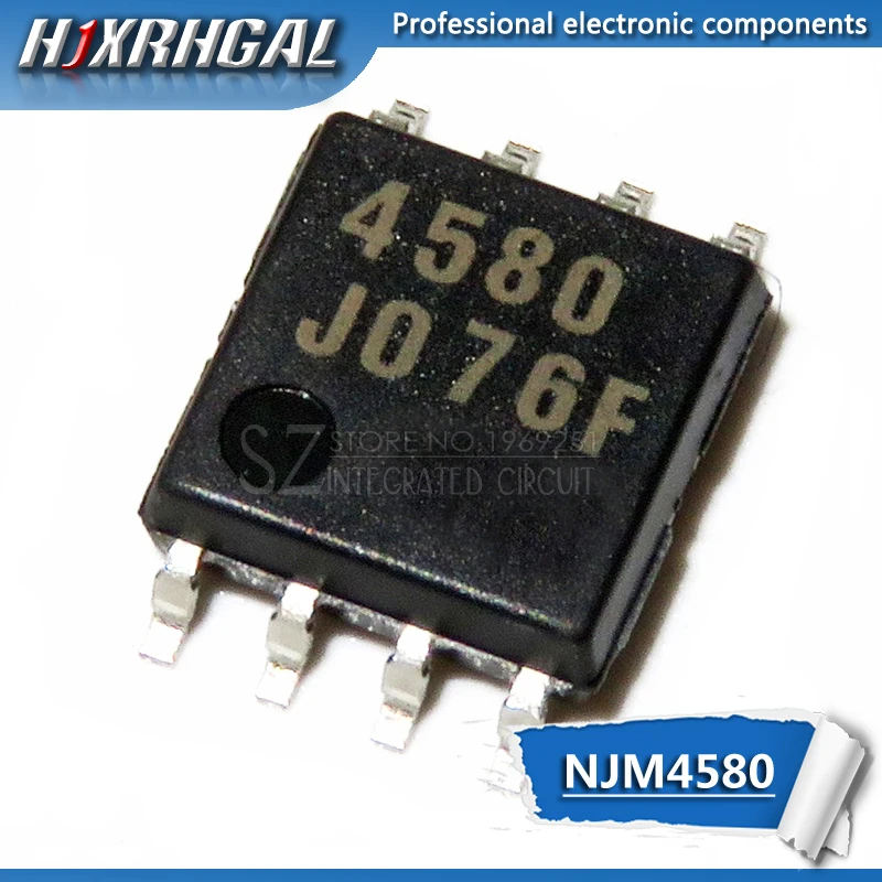 10pcs/lot  NJM4580M 4580 SOP-8 dual operational amplifier new original NJM4580E NJM4558D NJM4558 