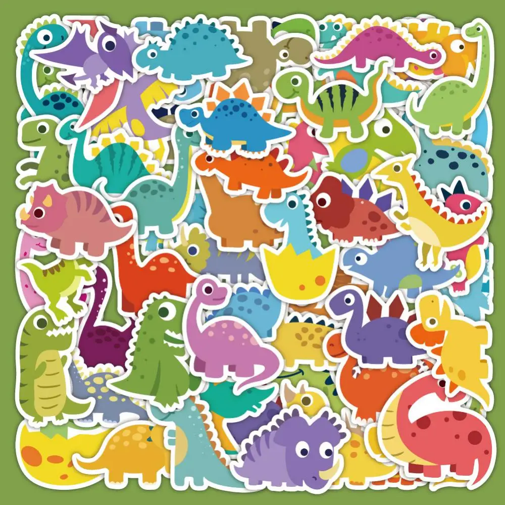 60Pcs Colorful Cute Dinosaurs Stickers Ornament Luggage Phone Notebook Stationery Graffiti DIY Funny Cartoon Decorative Stickers