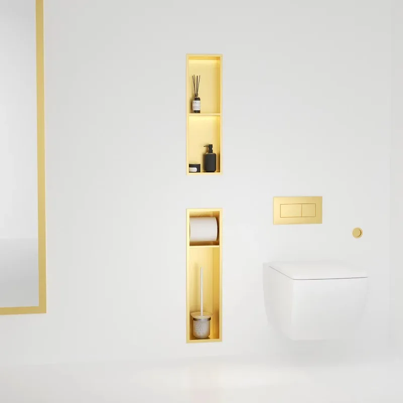 New Launch Hyundai Brushed 304 Stainless Steel Insert Wall Mounted Rust Proof Shower Niche & Tolite Bathroom Paper Rack Set
