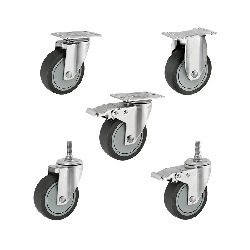 304 Stainless Steel Swivel Plate Caster 2 inch Industrial Caster for Furniture & Cart, Replacement Nylon Caster Wheel -4 Piece