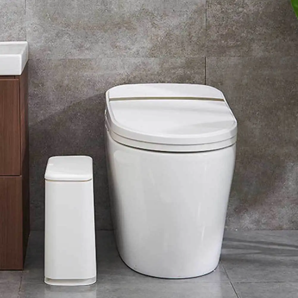 

1Pcs Press Type Waste Container Oval Small Narrow Design Eco Friendly Garbage Can Household Office Press Trash Can