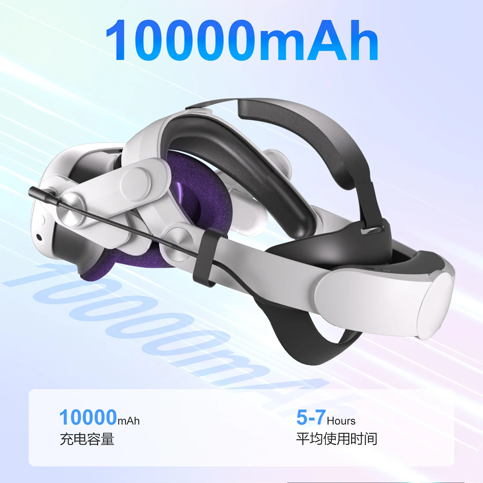 Elite Head-mounted Adjustable VR Glasses with 10000mAh Rechargeable Battery