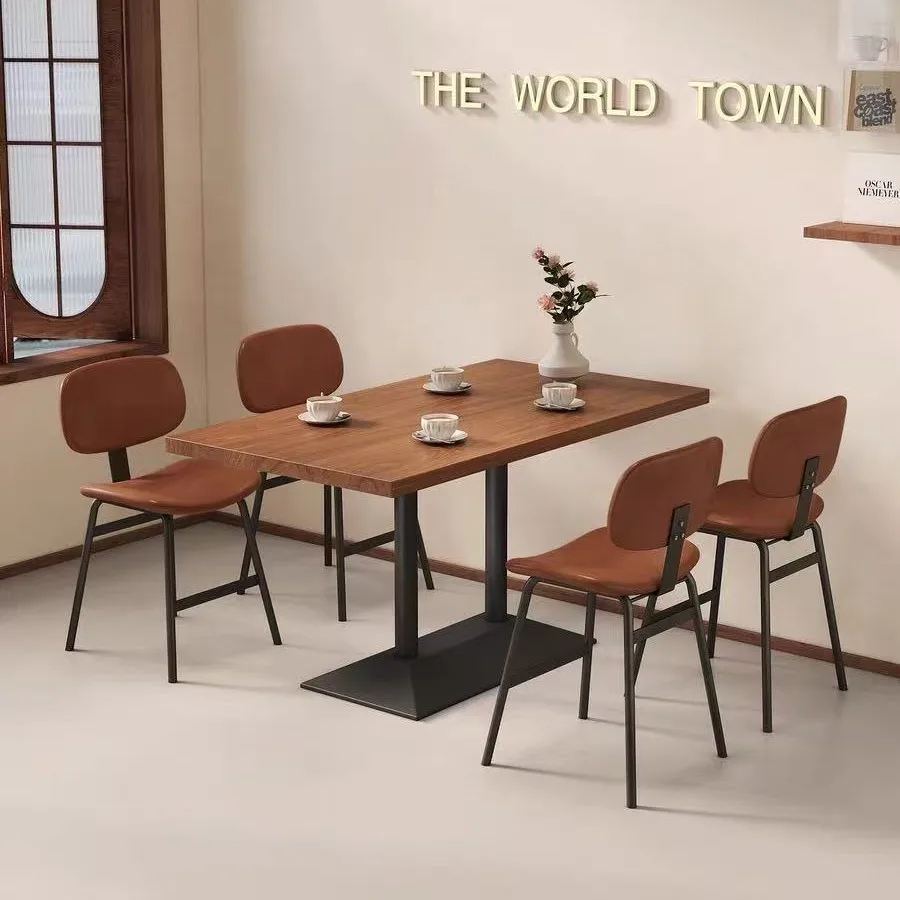 Dining chair shop Solid wood dining table and chair combination Restaurant table Cafe Snack bar Noodle shop Rectangle dining tab