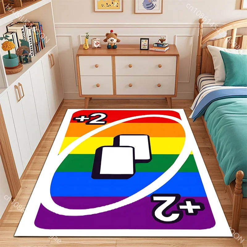 

Game Cards Wild Draw Four Pattern Carpets for Living Room Bedroom Bedside Floor Mat Cloakroom Play Mat Area Rug Large Size