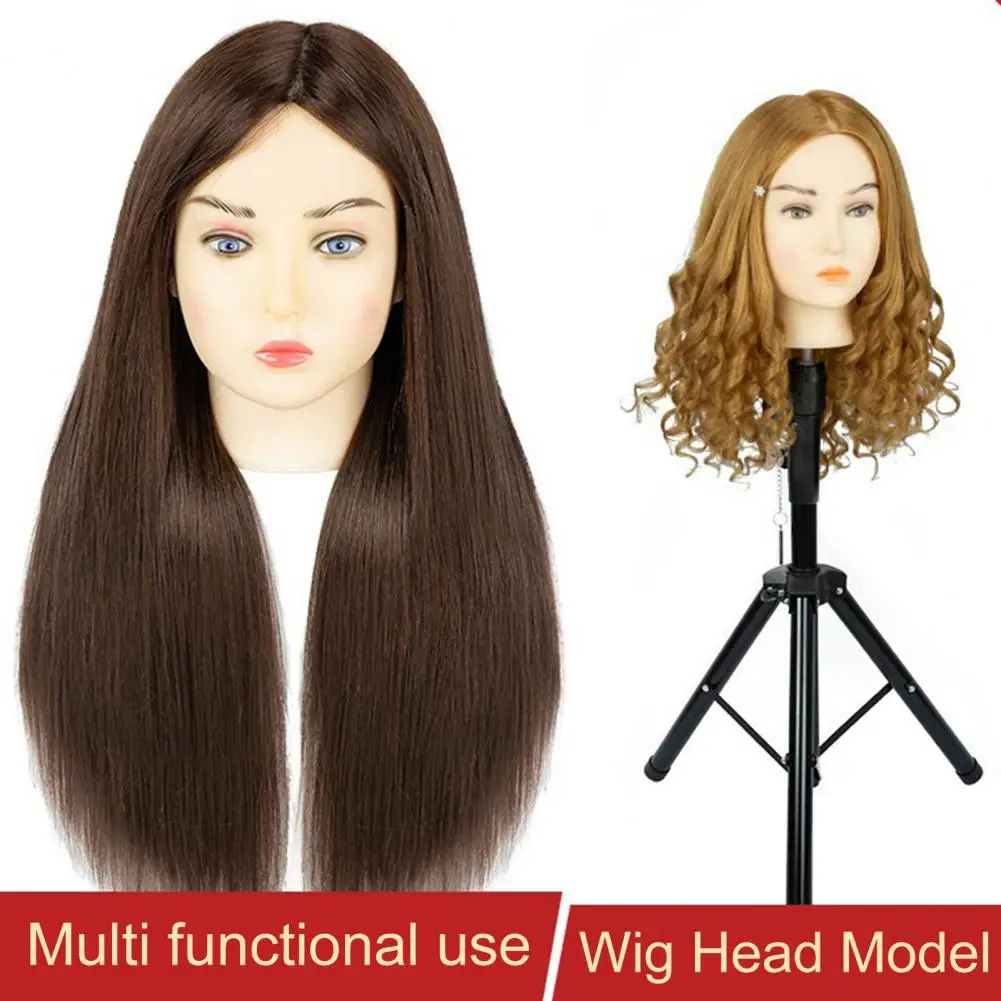 Mannequin Head with Real Hair Hairdresser Braiding Hair Styling Training Manikin Cosmetology Doll Head Brown Golden Long Hair Ha