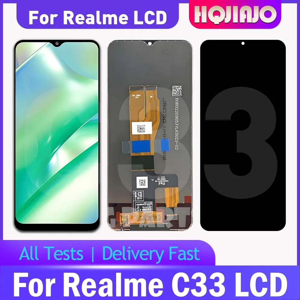 6,5-дюймовый высококачественный экран для Realme C33, ЖК-дисплей, сенсорный экран, дигитайзер для RealmeC33 RMX3624, запасные части для замены ЖК-дисплея в сборе