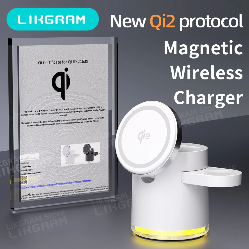 

LIKGRAM QI2 3 In 1 Wireless Charger Stand Holder for apple iPhone 12-16 Apple Watch AirPods 3-4(not for Airpods 2) C16