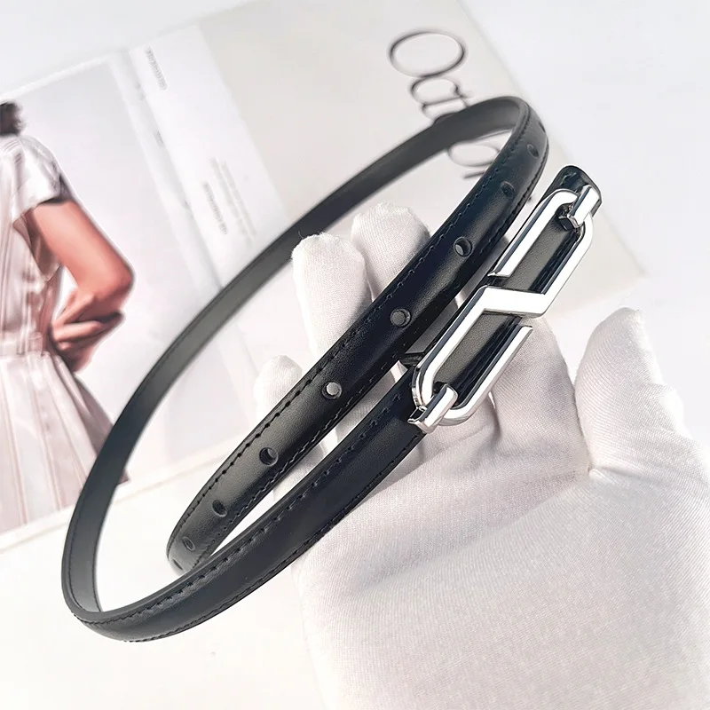 classic multi-color simple design cowskin slim waistbands women Green pink grey Blue White purple split leather cinturones