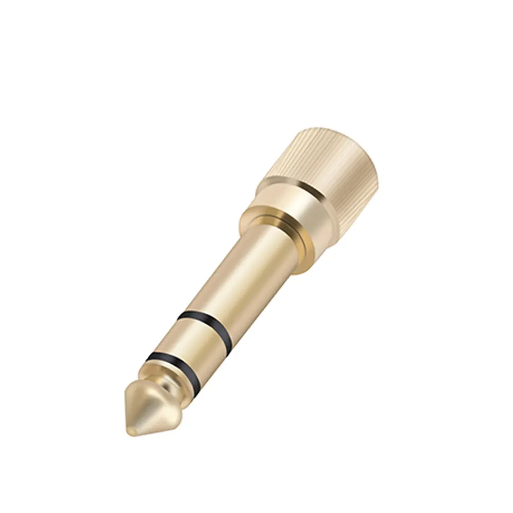 50PCS Gold-plated adapter Jack 6.35mm 3pole stereo male plug with inside screw to 3.5mm jack stereo female socket converter