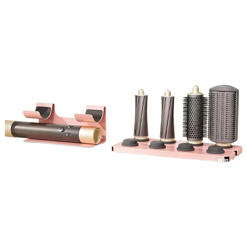   No Drill Wall Mount For Hair Dryer And Accessories produced Of Carbon Steel With 8 Storage Sections