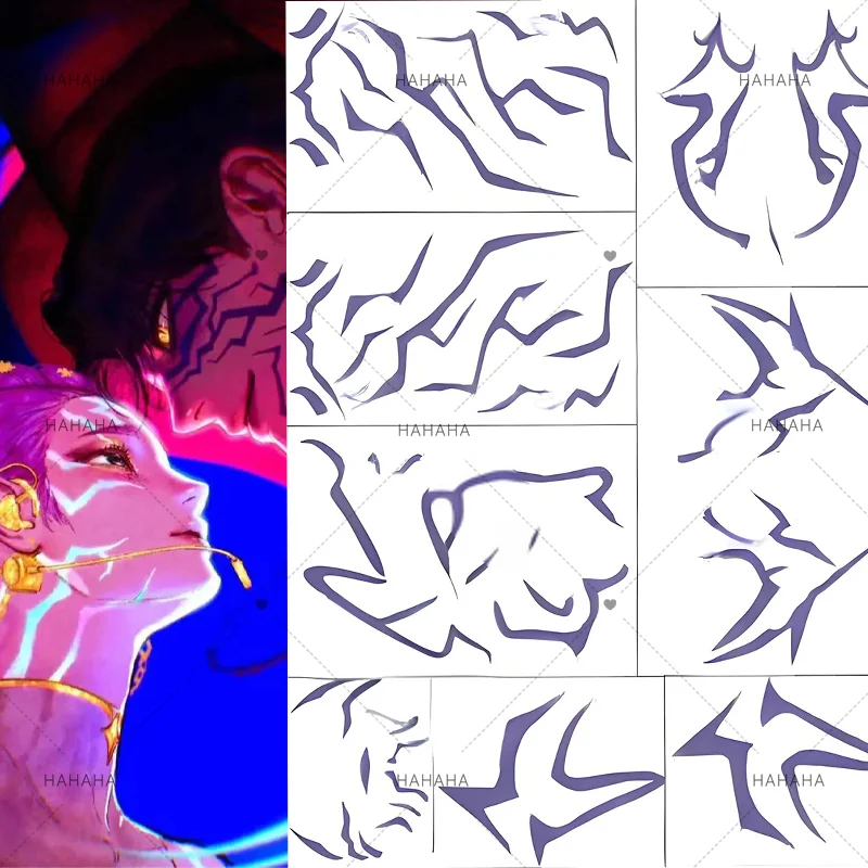 KPop Demon Hunters Rumi Kang Cosplay Prop tatuaje pegatina Rumi tatuaje pegatina demonizante pegatina para fiesta de Halloween accesorios para adultos