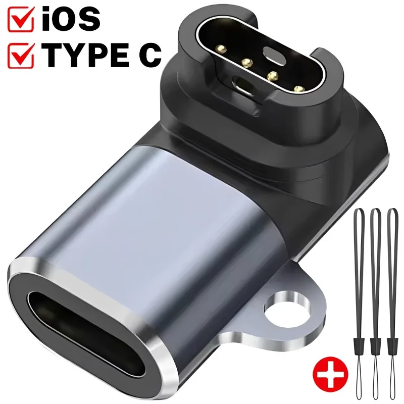 USB Type C/iOS Charging Portable Adapter for Garmin Fenix 5 5X Plus 6S 6X 7 7S 7X Venu 2 Forerunner 965 Watch Charger Converter