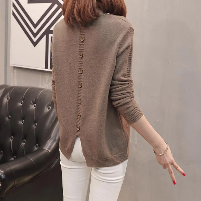 

Women's Autumn Winter Top Coat Sweater Knitwear V-neck Retro Simple Loose Casual Design Fashion Advanced Soft Niche Versatile