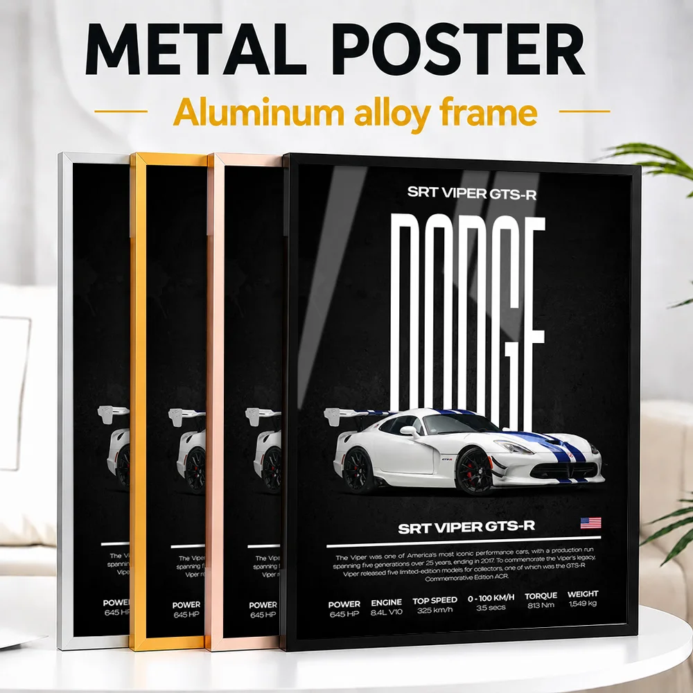 United States SRT Viper GTS R Metal Poster With Aluminum Alloy Frame Personalized Photo Urban Motion Style Wall Art For Garage