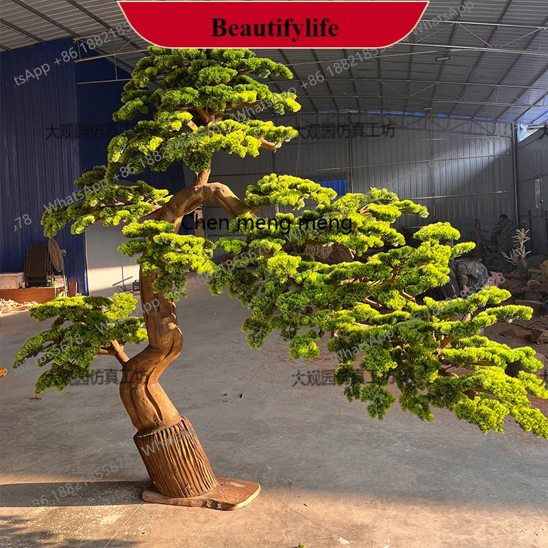 

G153 New Chinese-style simulated welcome pine tree Luo Hansong landscaping fake tree window decoration ornament green plants