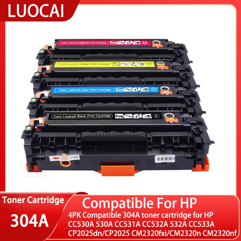 4PK Compatible 304A toner cartridge for HP CC530A 530A CC531A CC532A 532A CC533A CP2025dn/CP2025 CM2320fxi/CM2320n CM2320nf