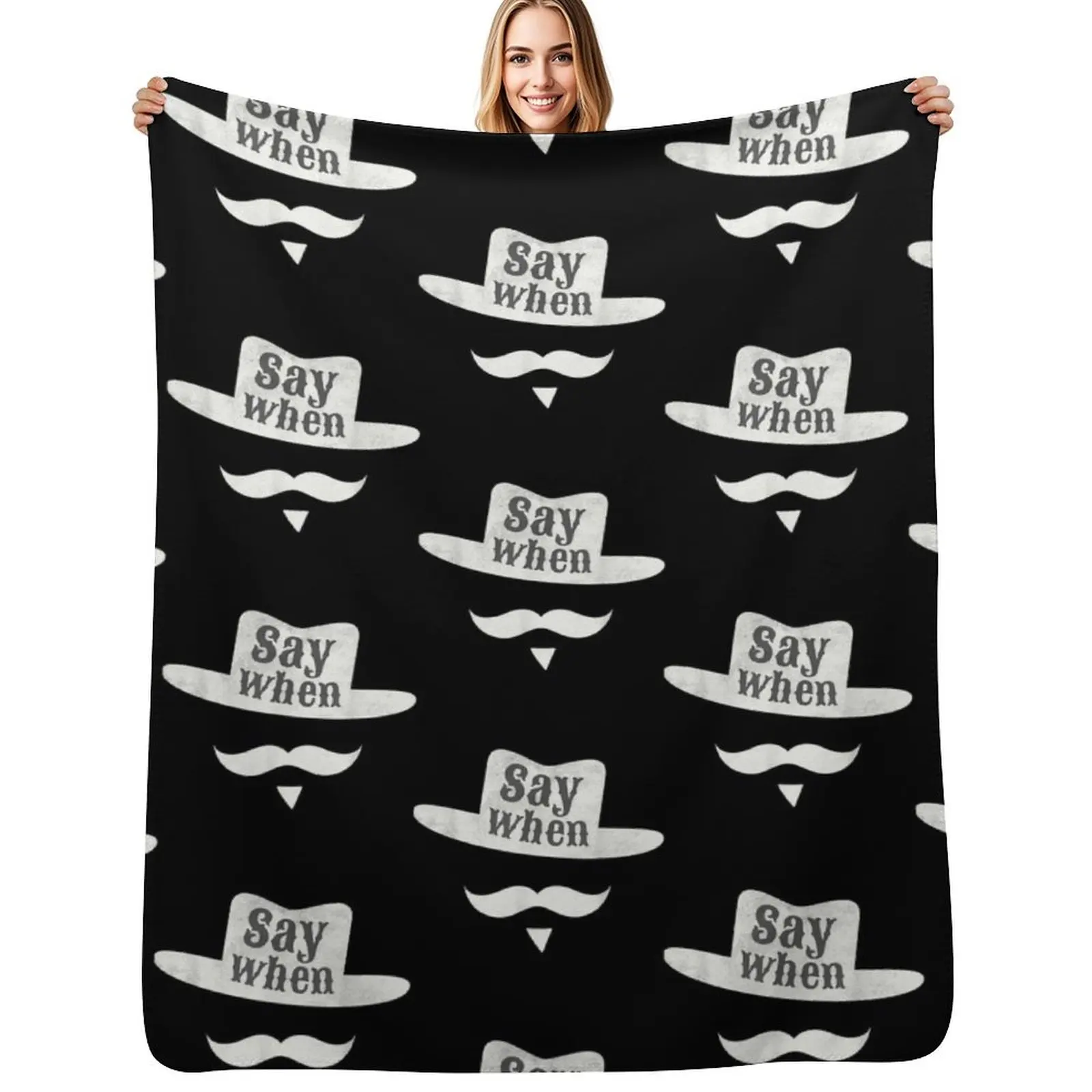 Western Huckleberry Say-When Cowboy Moustache Holiday Retro Throw Blanket funny gift Decorative Beds Bed covers Flannel Blankets