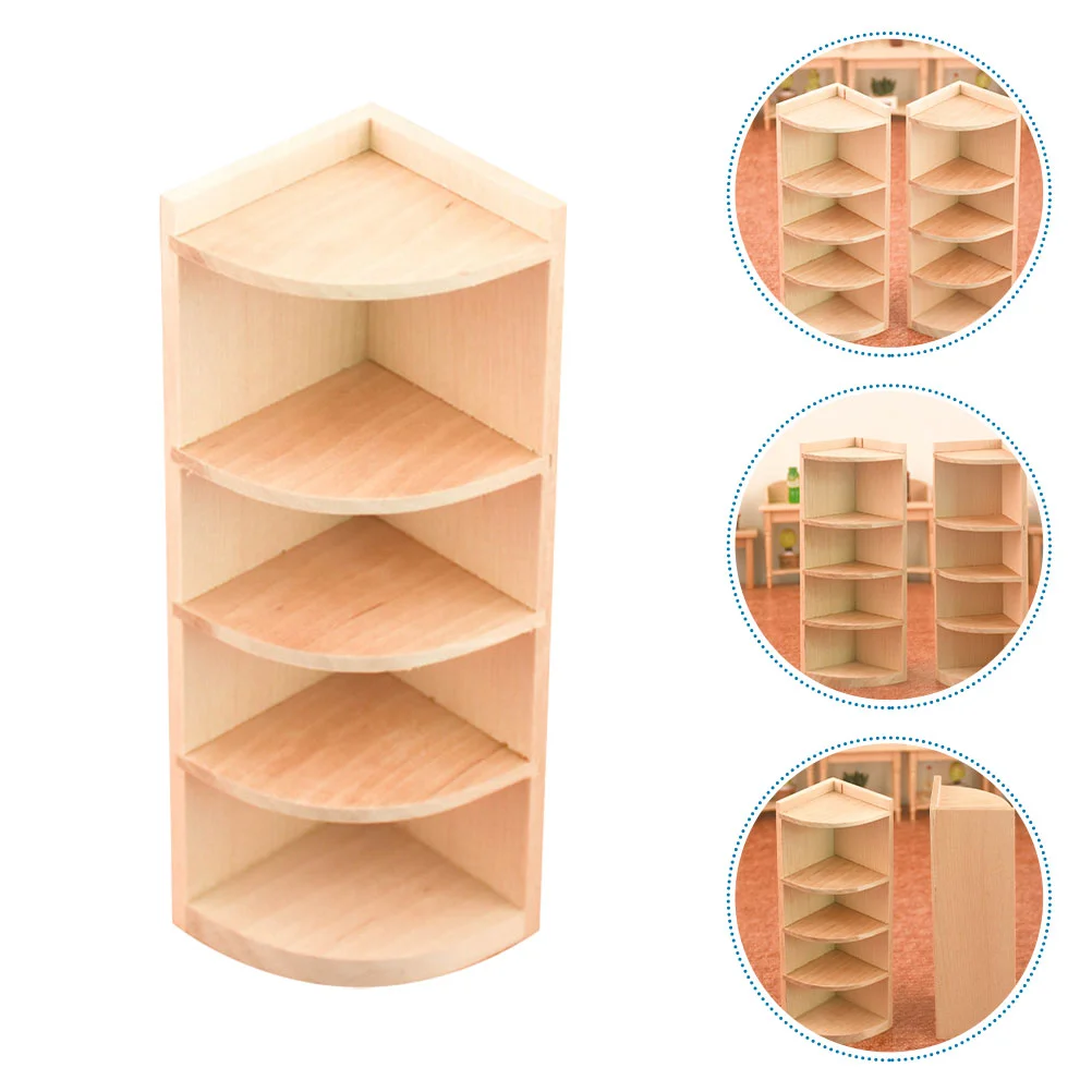 Mini Corner Cabinet Home Furnishing Toy Miniature Bookcase Decoration Simulation Prop Kids Toys