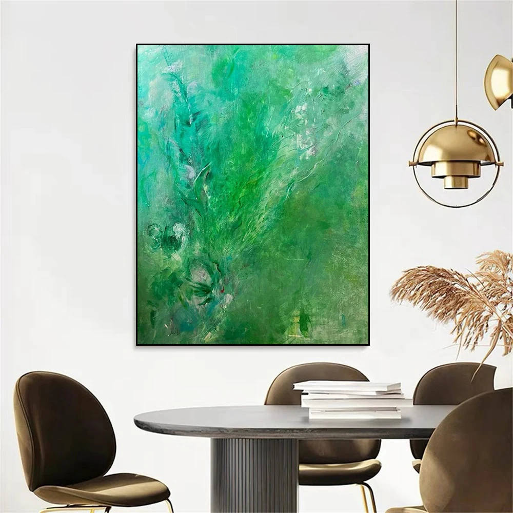 

100% Hand Drawn Oil Painting, Green, Niche, High-End Wall Art Image On Canvas For Home Living Room Background Decor