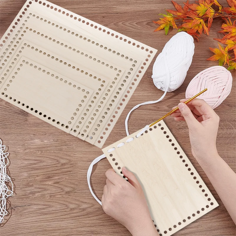 1 PCs Wooden Crochet Bag Bottom Rectangular Crochet Basket DIY Unprocessed Wooden Woven Handicraft Crochet Mat