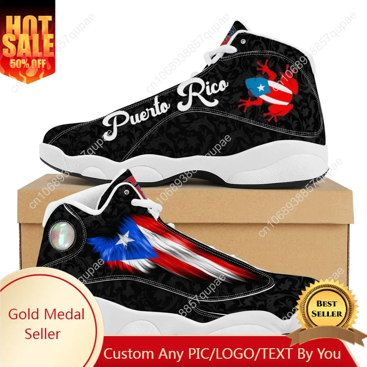 Puerto Rico Flag Print Cool Boys Basketball Sneakers POD Tennis Shoes for Male Teens Personalized Gift Running Shoe Dropshipping